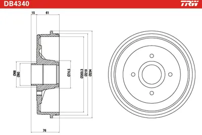 TRW DB4340 Fren Kampanası Arka Nıssan Mıcra K12 Note E11 43206AX650 J3401026 DB4340 N340N14 845003 JAPTA104 180352 41NI010 BD6867 1120016